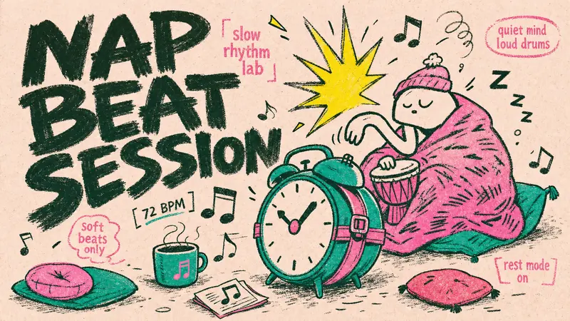 Rough Ink Music Doodle Poster Style — example: Nap Desk Percussion