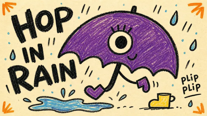 Rough Marker Monster Poster Style — example: Umbrella Rain Hop