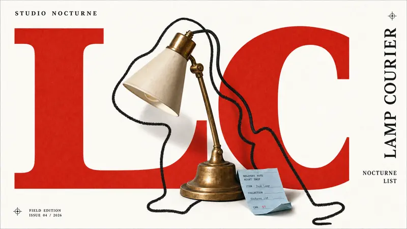 Scarlet Block Cutout Doodle Book Cover Style — example: Lamp Courier Catalog