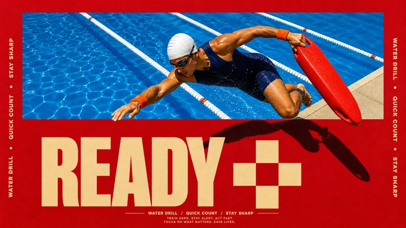 Scarlet Court Photo Type Poster — example: Pool Rescue Dive