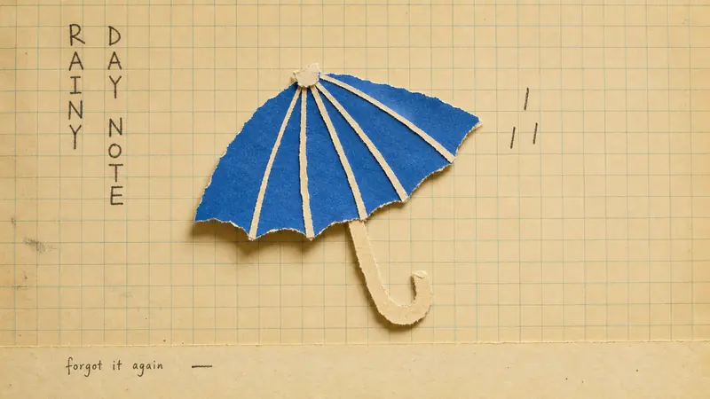 School Grid Paper Cutout Poster — example: Umbrella Rain Memory