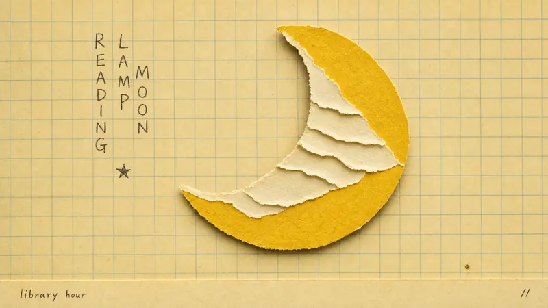 School Grid Paper Cutout Poster — example: Library Moon Bookmark