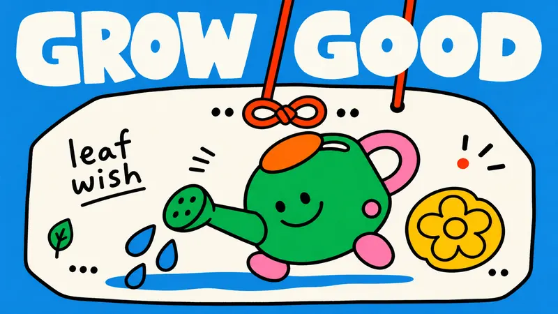 Sky Blue Lucky Tag Doodle Poster Style — example: Watering Can Wish