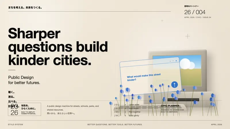 Soft Analog Future Editorial Poster — example: Civic Planning Machine