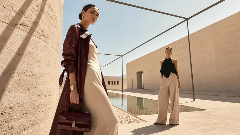 Sunlit Architectural Fashion Editorial — example: Desert Gallery Leather Sun