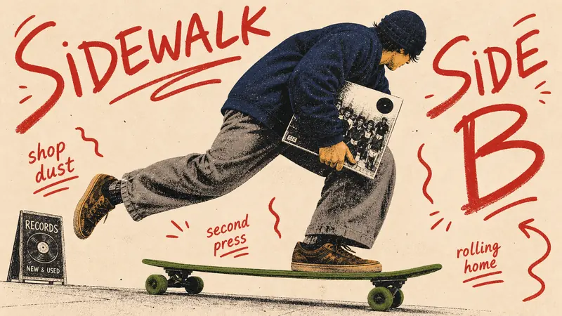 Teenage Skate Scribble Screenprint Poster Style — example: Record Store Push