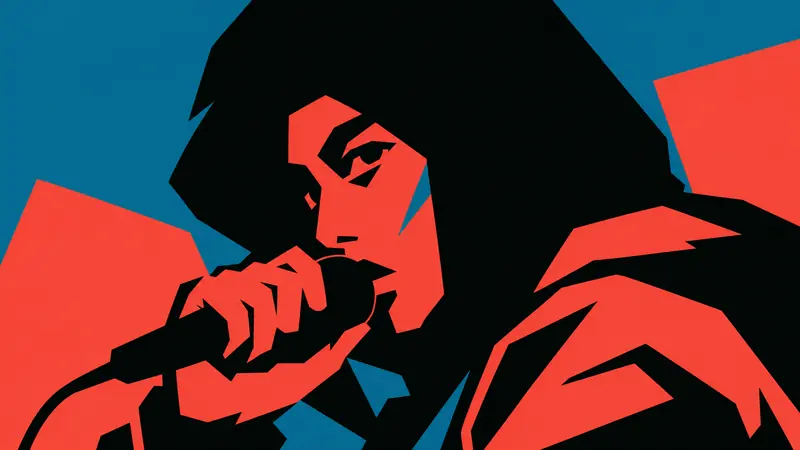 Tri Color Hardcut Portrait Poster Style — example: Rooftop DJ Close Crop