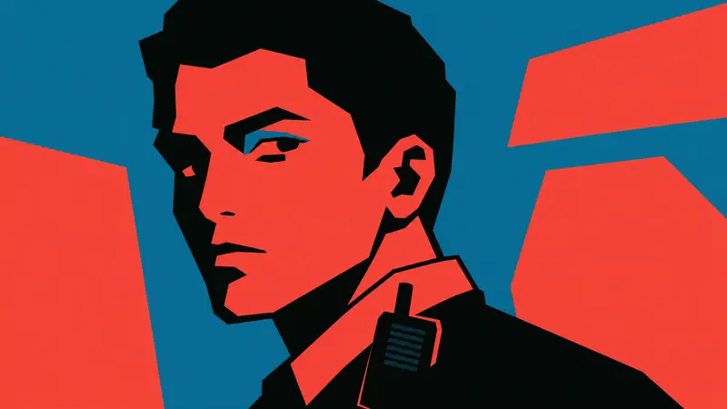 Tri Color Hardcut Portrait Poster Style — example: Museum Guard Side Eye