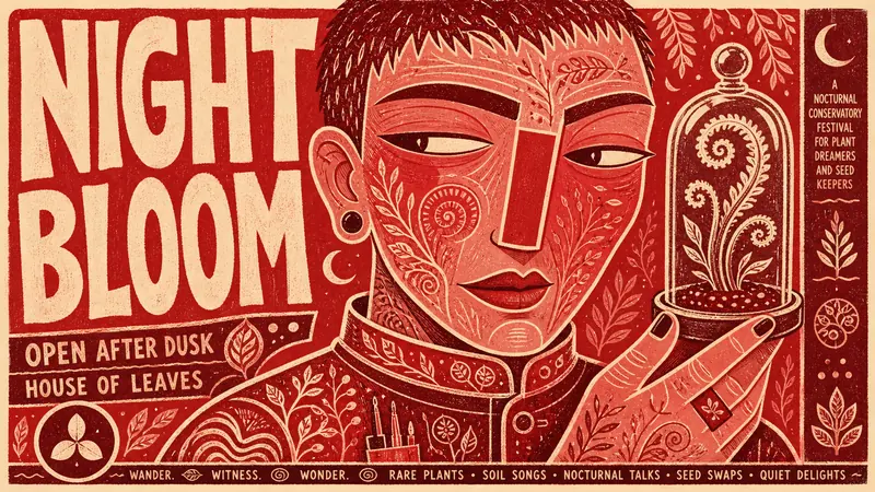 Vermilion Folk Screenprint Character Poster — example: Midnight Botanist