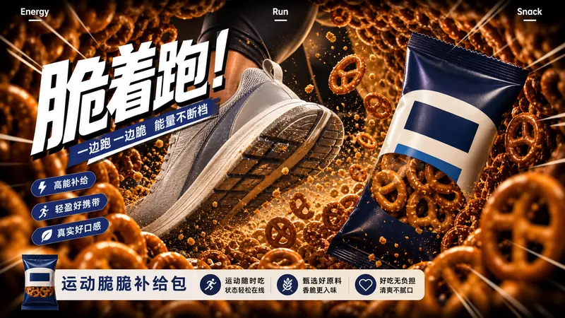 Warm Fisheye Product Impact Ad Style — example: Pretzel Sneaker Dash