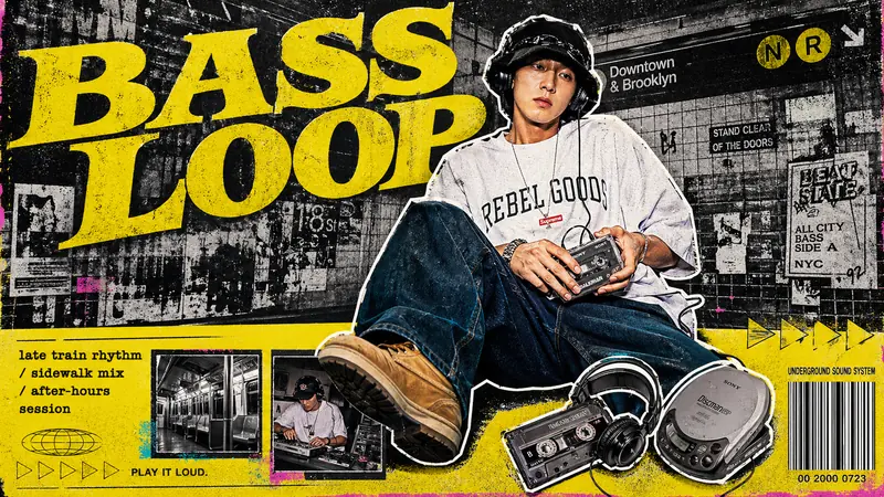 Y2K Grunge Hip-Hop Cutout Poster Style — example: Subway Beatmaker