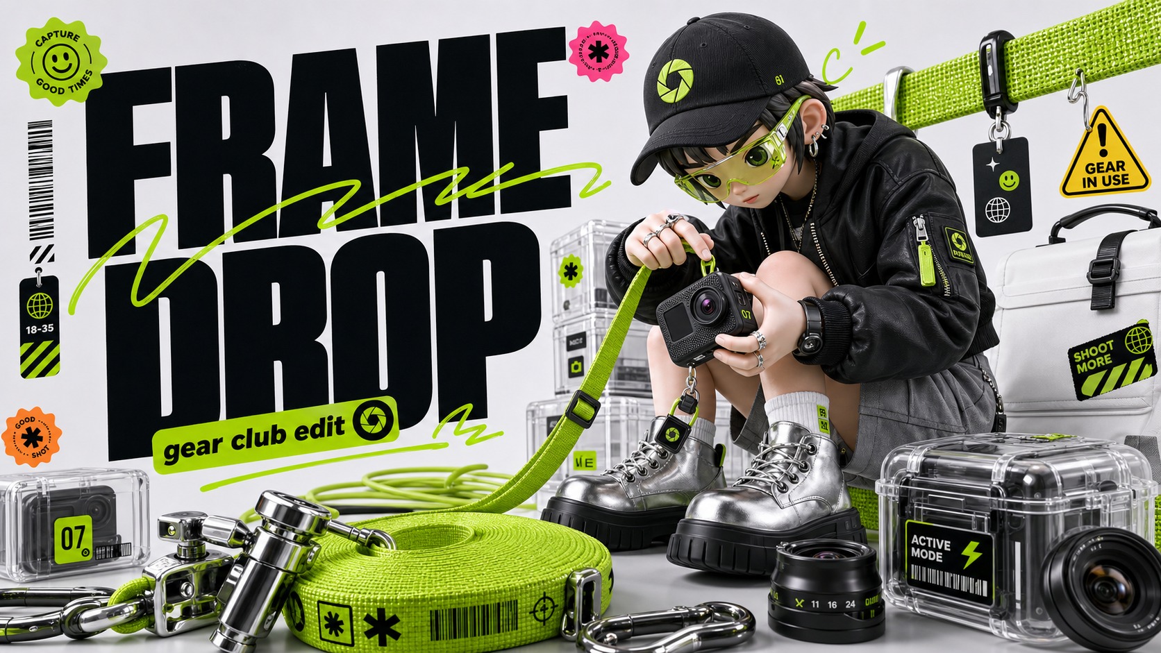 Acid Lime 3D Streetwear Type Poster Style — example AI image, 16:9