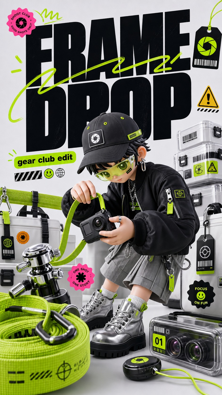 Acid Lime 3D Streetwear Type Poster Style — example AI image, 9:16