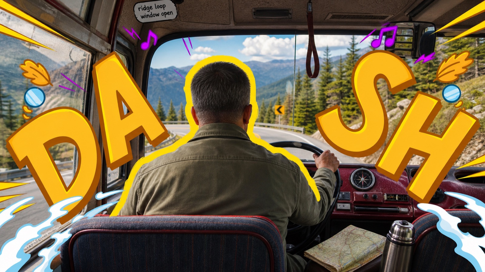 Backseat Transit Doodle Letter Poster Style — example AI image, 16:9