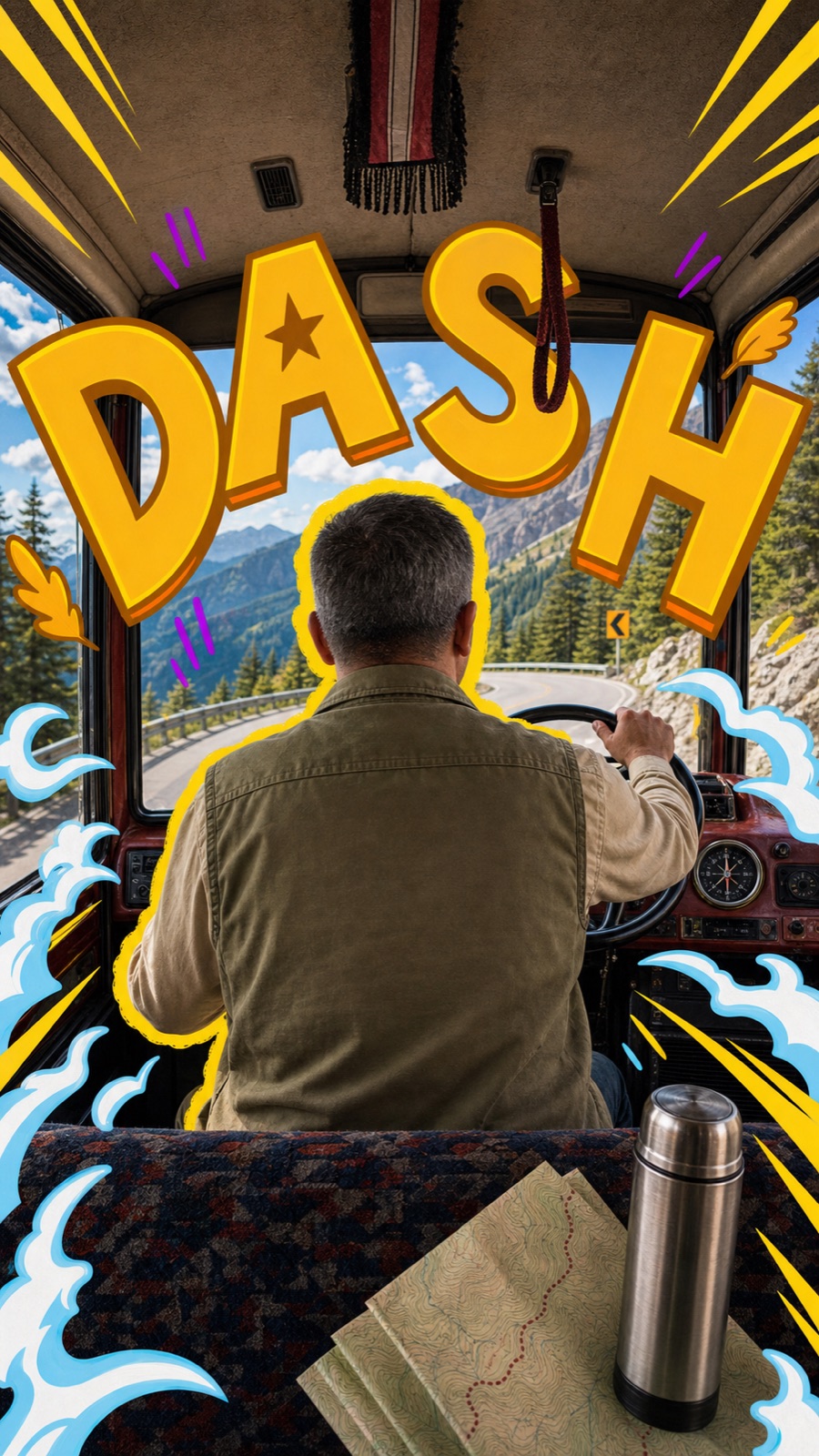 Backseat Transit Doodle Letter Poster Style — example AI image, 9:16