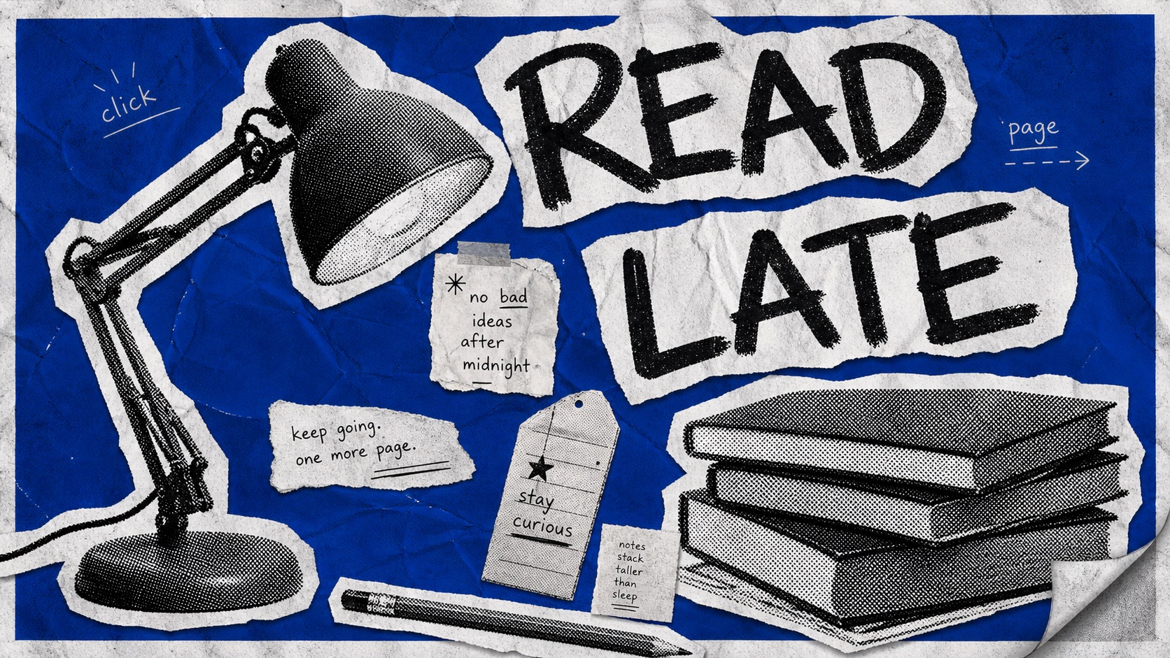 Blue Halftone Ransom Zine Poster Style — example AI image, 16:9