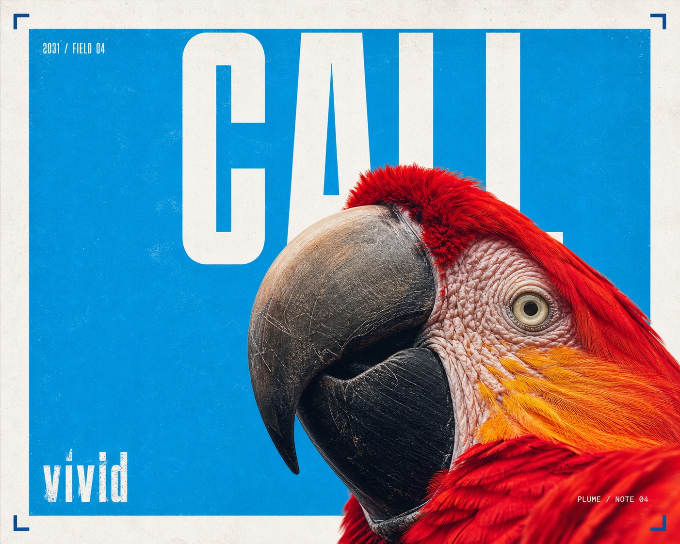 Cyan Grain Macro Megatype Poster — example AI image, 16:9