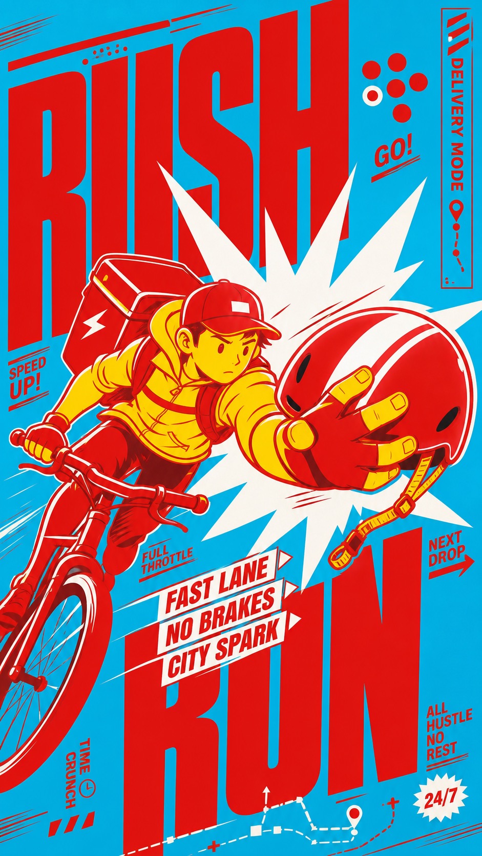 Cyan Red Shockwave Type Poster Style — example AI image, 9:16