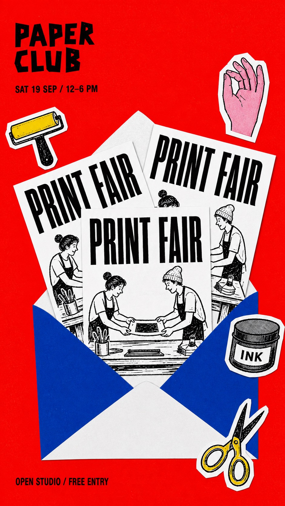 Grainy Envelope Flyer Collage — example AI image, 9:16