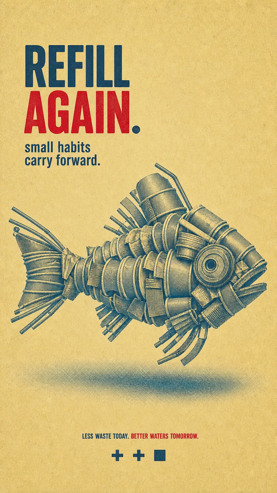 Halftone Assemblage Metaphor PSA Poster Style — example AI image, 9:16