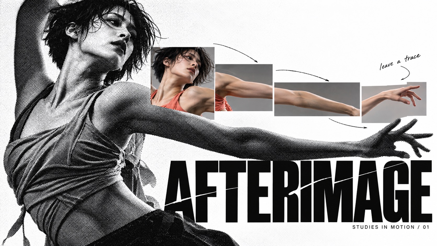 Halftone Chroma Fragment Editorial — example AI image, 16:9