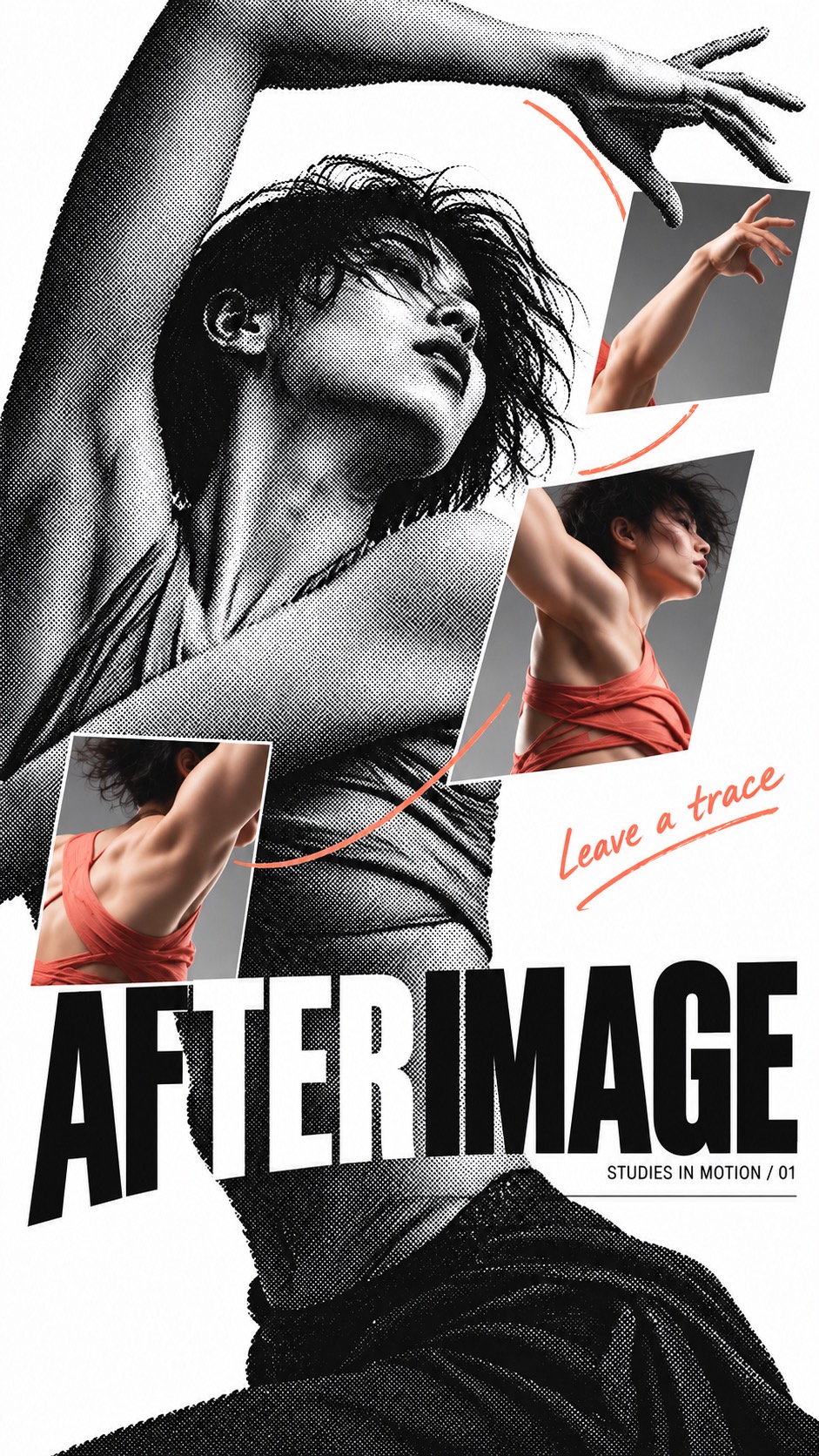 Halftone Chroma Fragment Editorial — example AI image, 9:16
