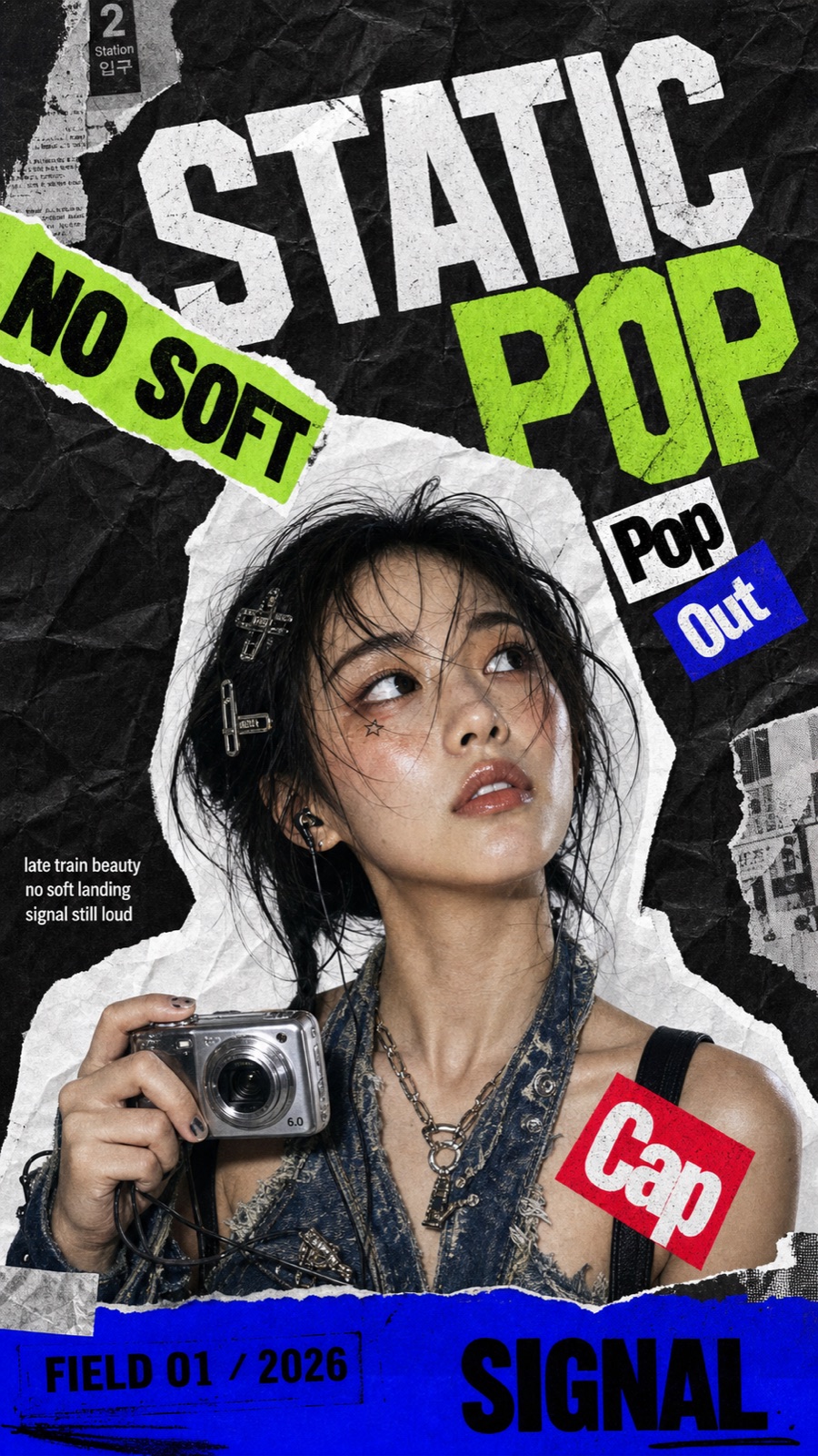 K-Pop Apocalypse Ransom Zine Style — example AI image, 9:16