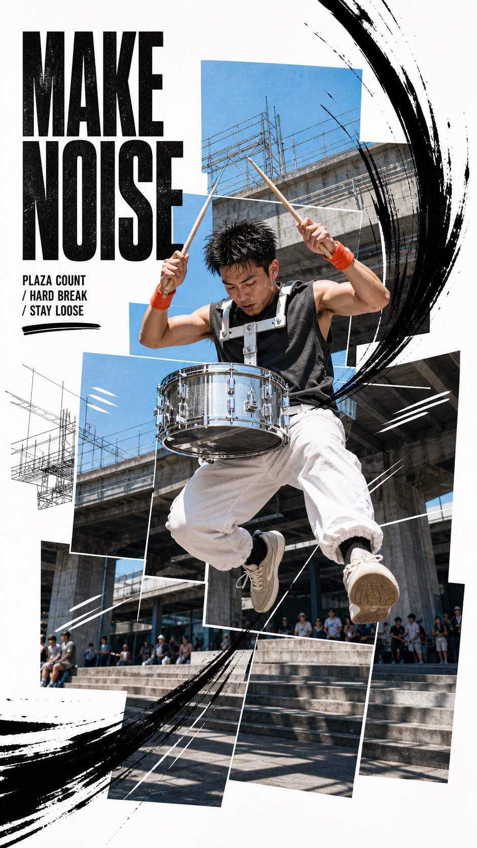 Kinetic Editorial Photo Collage — example AI image, 9:16
