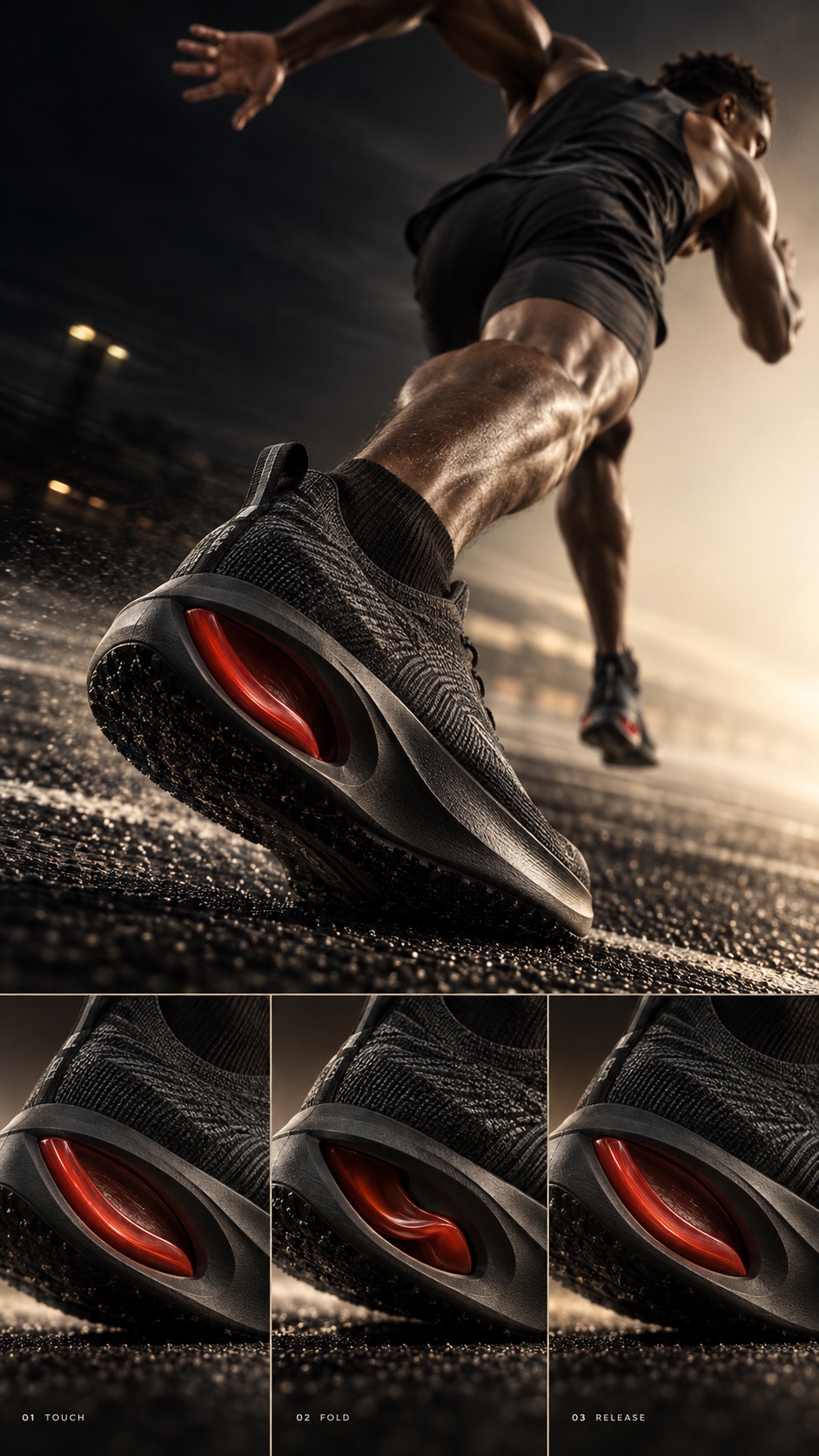 Kinetic Footwear Process — example AI image, 9:16