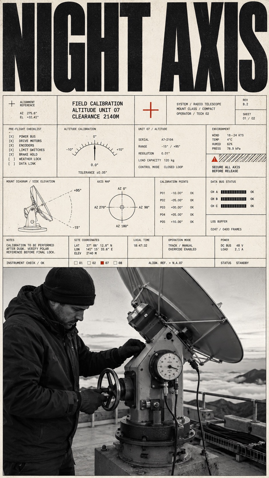 Monochrome Tech-Grid Editorial — example AI image, 9:16
