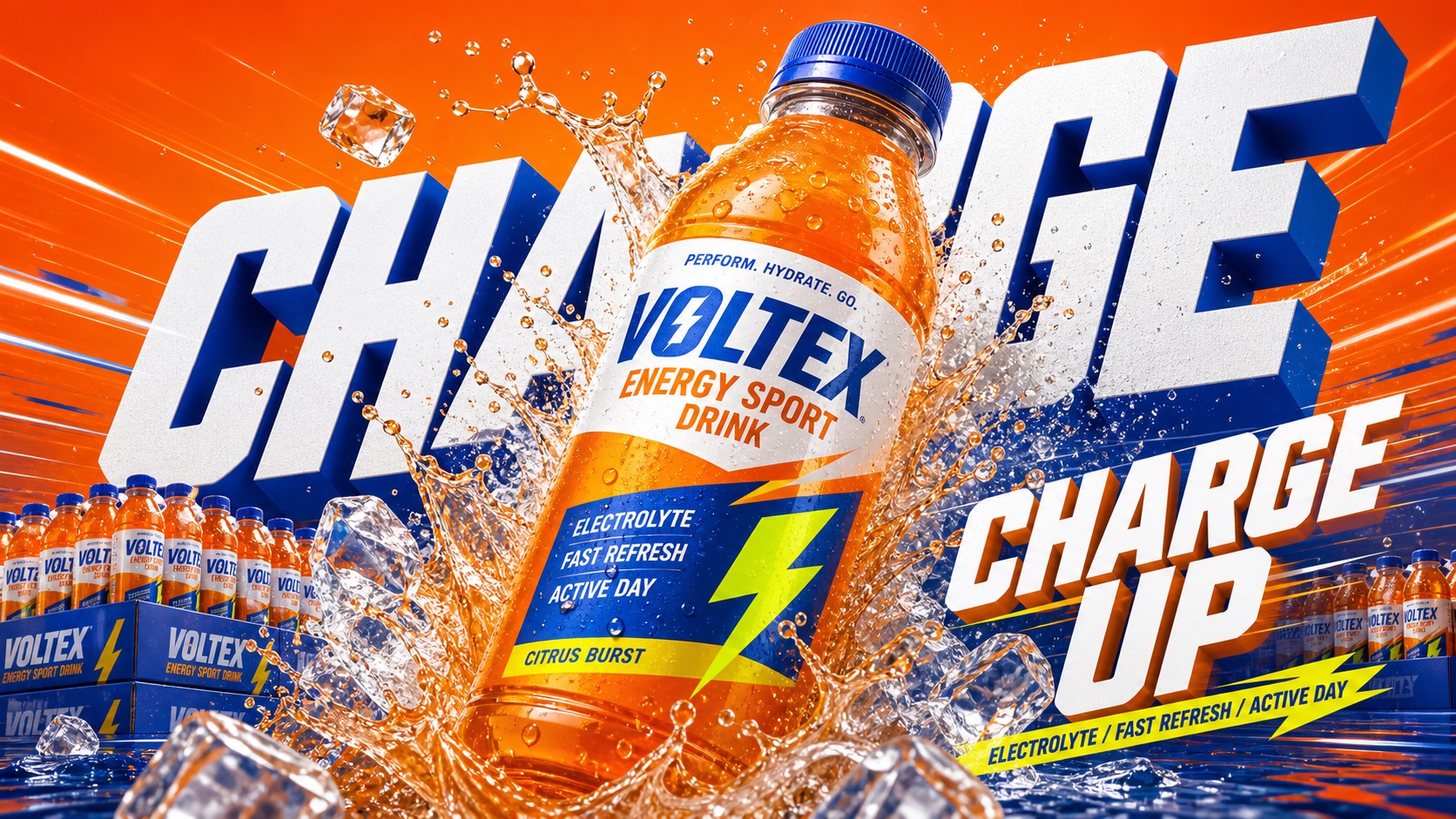 Multi-Color Beverage Splash Ad System Style — example AI image, 16:9