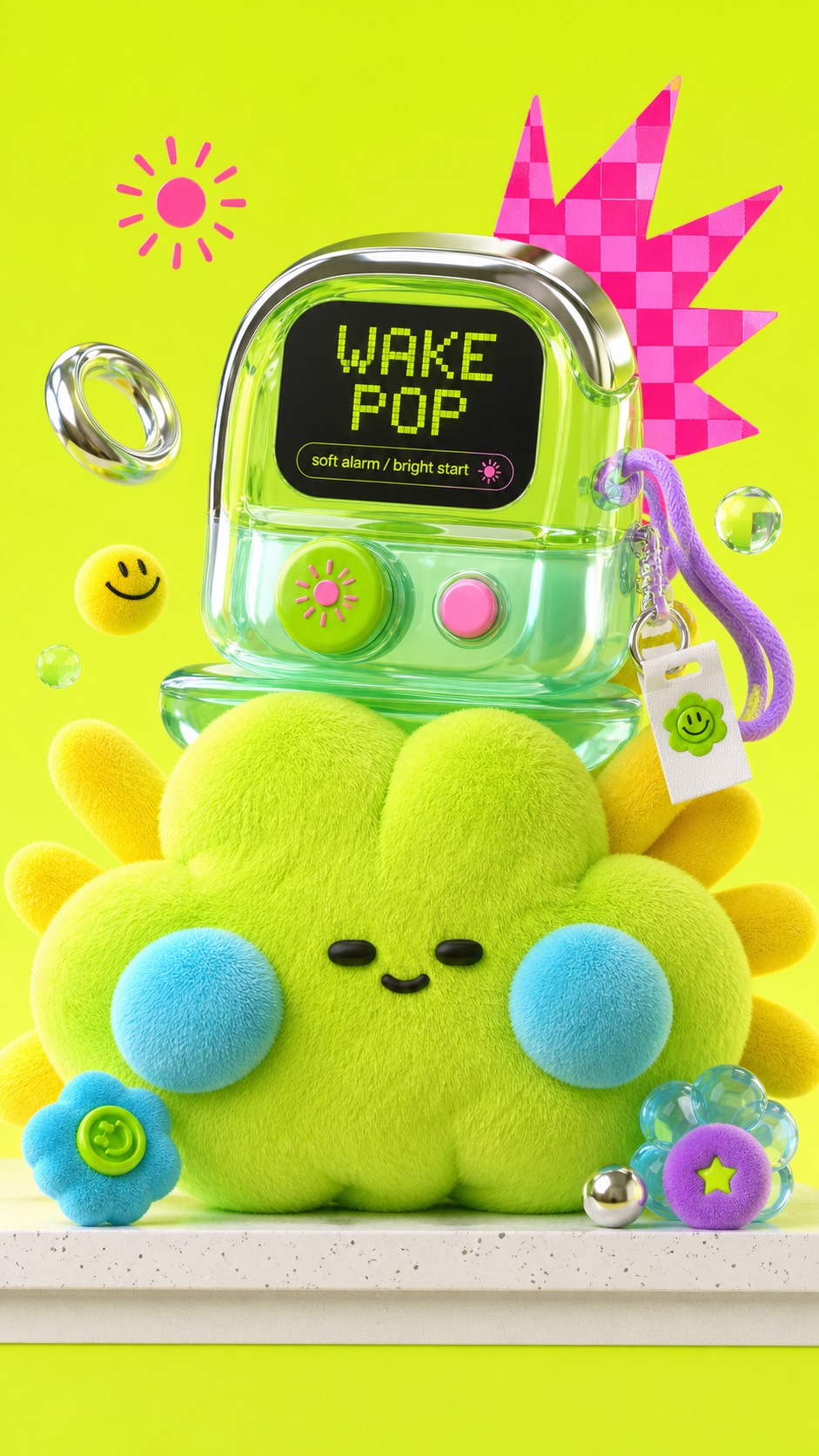 Neon Plush Gadget Pop 3D Style — example AI image, 9:16