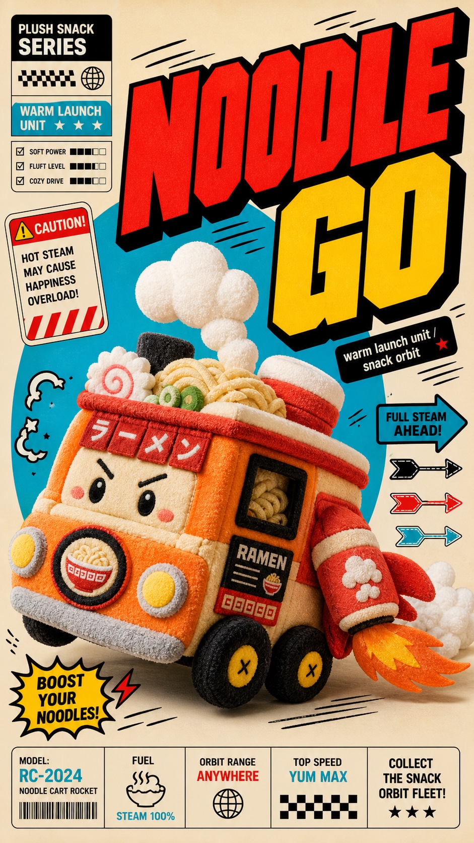 Plush Comic Toy Product Poster Style — example AI image, 9:16