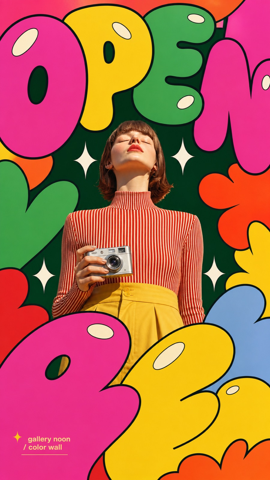 Pop Bubble Letter Photo Poster Style — example AI image, 9:16