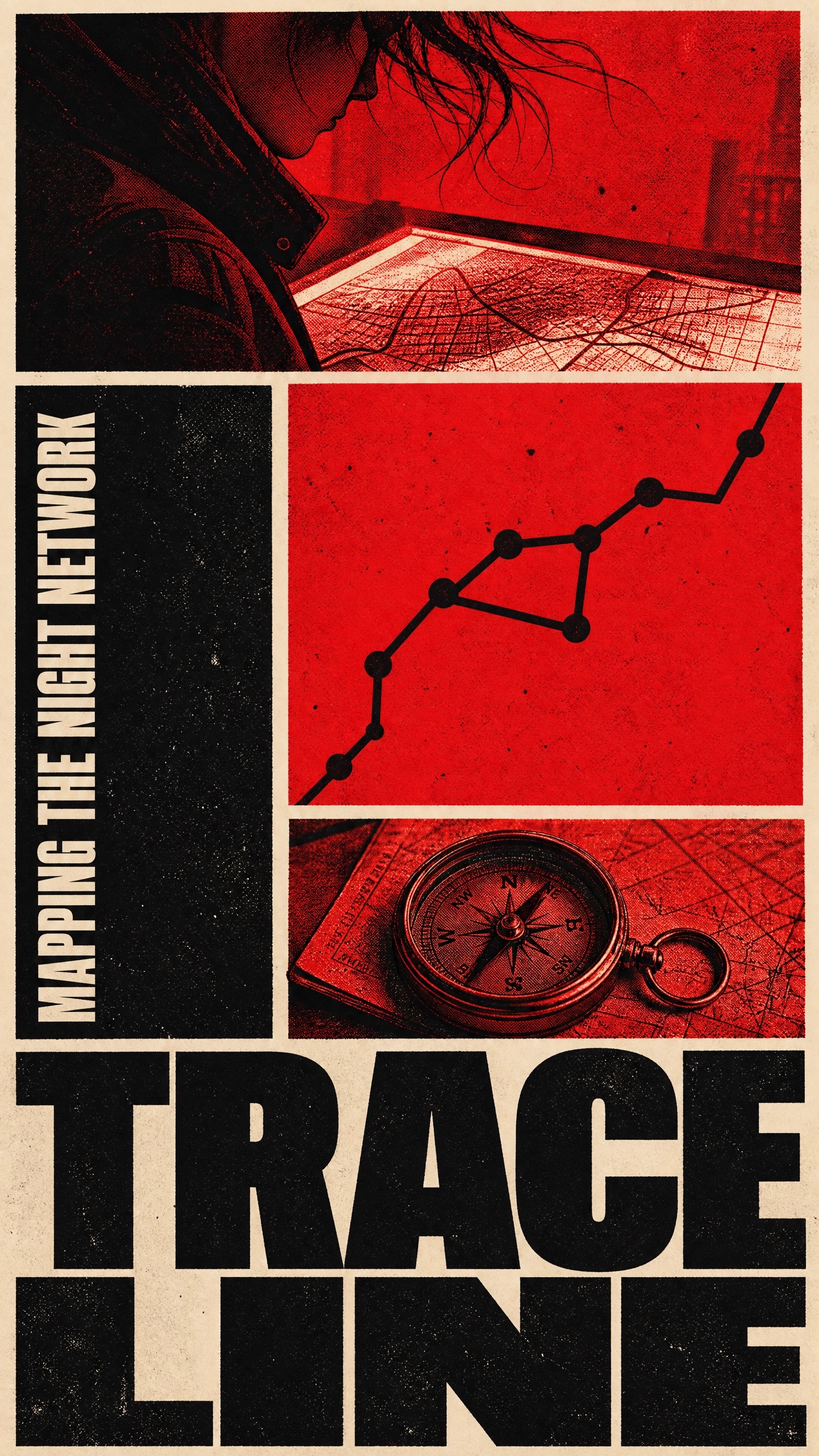 Red Monochrome Editorial Grid — example AI image, 9:16