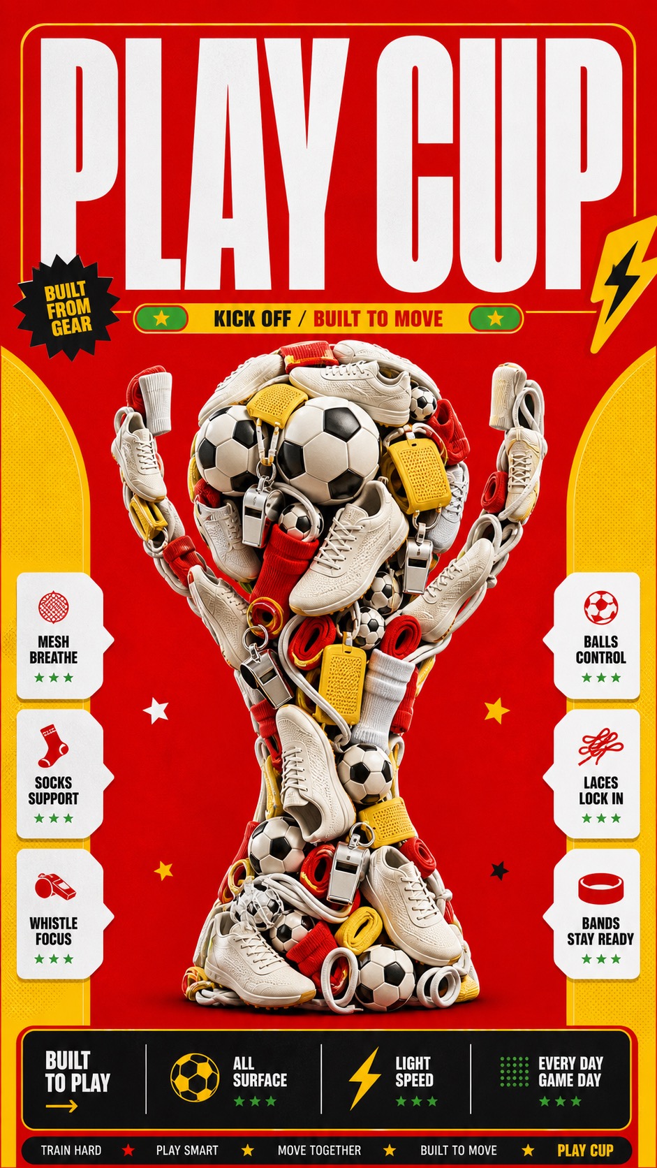 Red Yellow Product Trophy Collage Style — example AI image, 9:16
