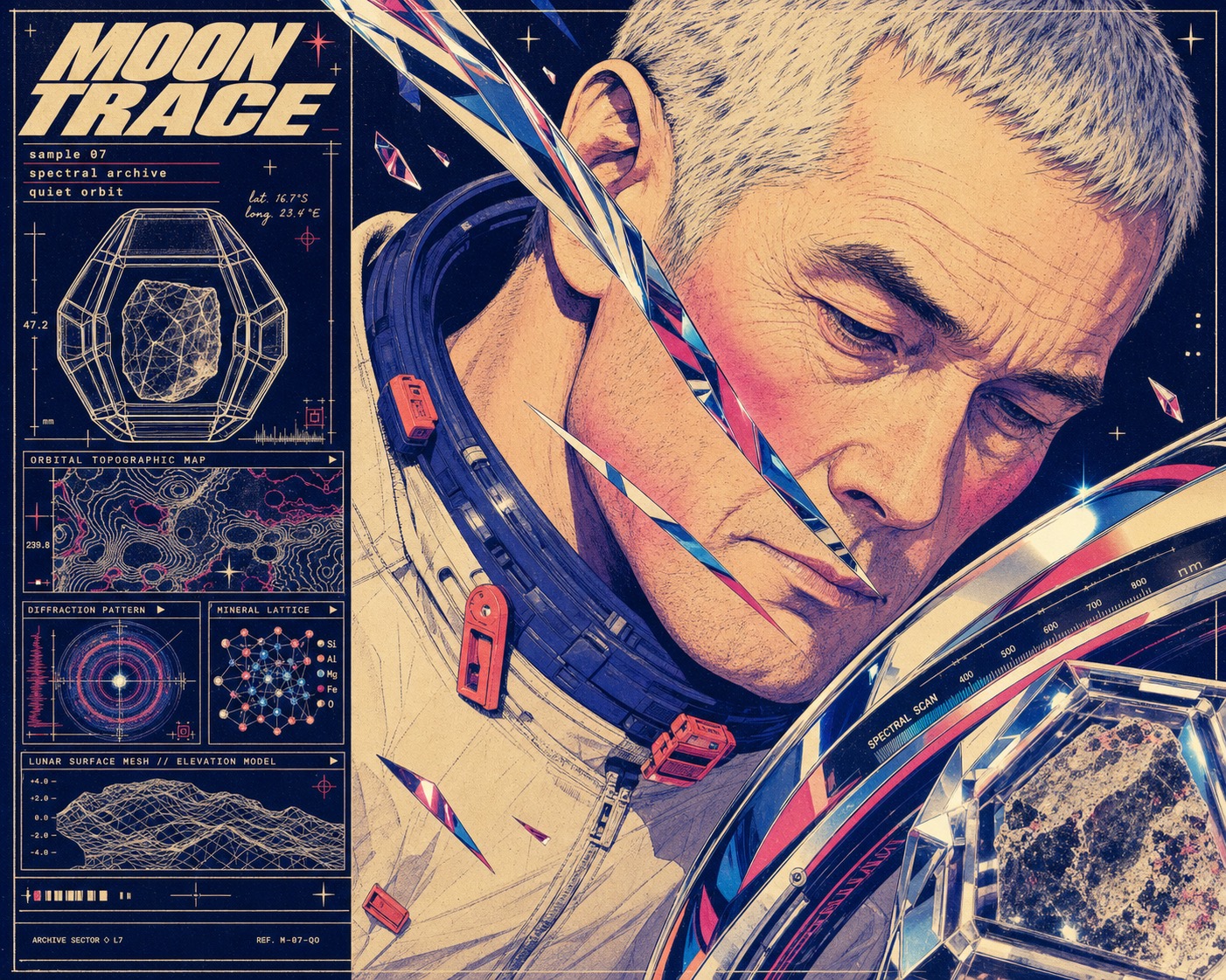 Retro Future Chrome Portrait Dossier — example AI image, 16:9