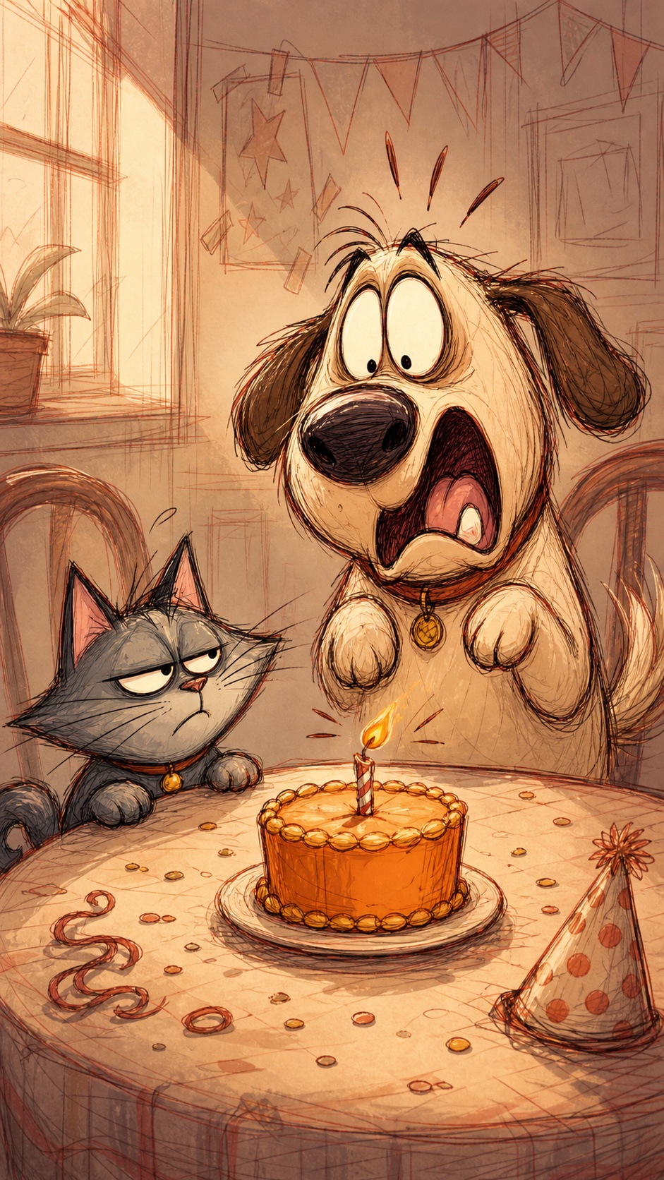 Rough Animation Pet Sketch Storyboard Style — example AI image, 9:16