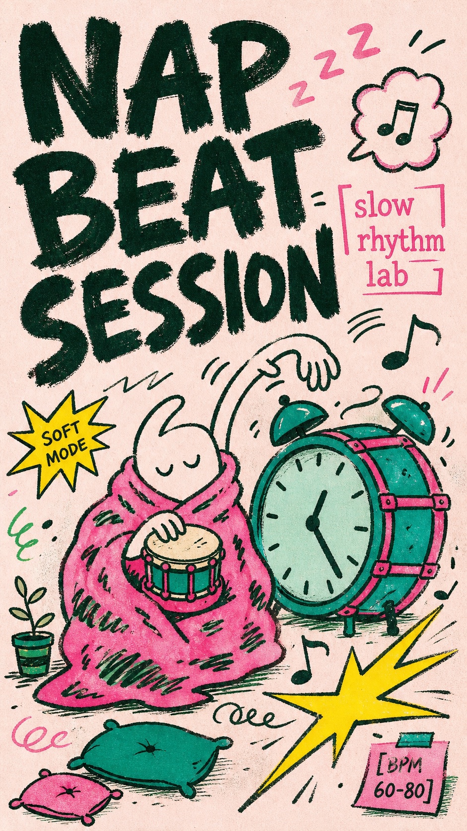 Rough Ink Music Doodle Poster Style — example AI image, 9:16