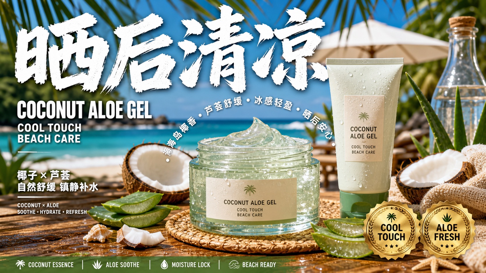 Sunlit Coastal Product Blitz — example AI image, 16:9