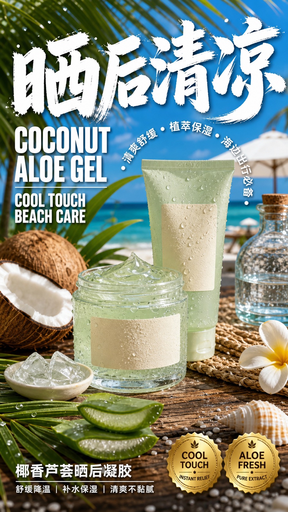 Sunlit Coastal Product Blitz — example AI image, 9:16