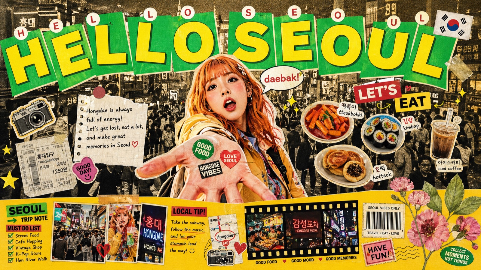 Tokyo Kawaii Travel Collage Poster — example AI image, 16:9