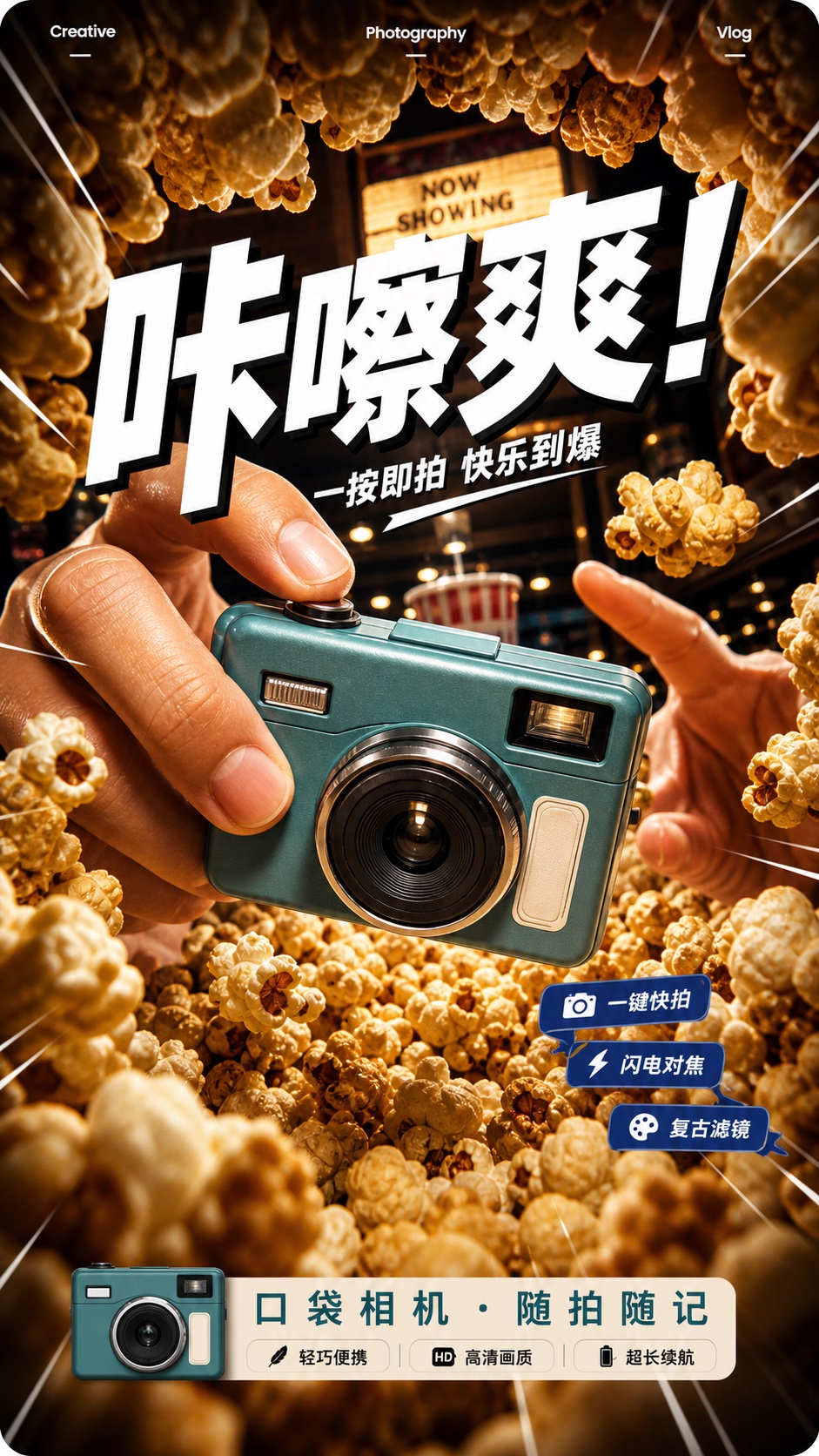 Warm Fisheye Product Impact Ad Style — example AI image, 9:16