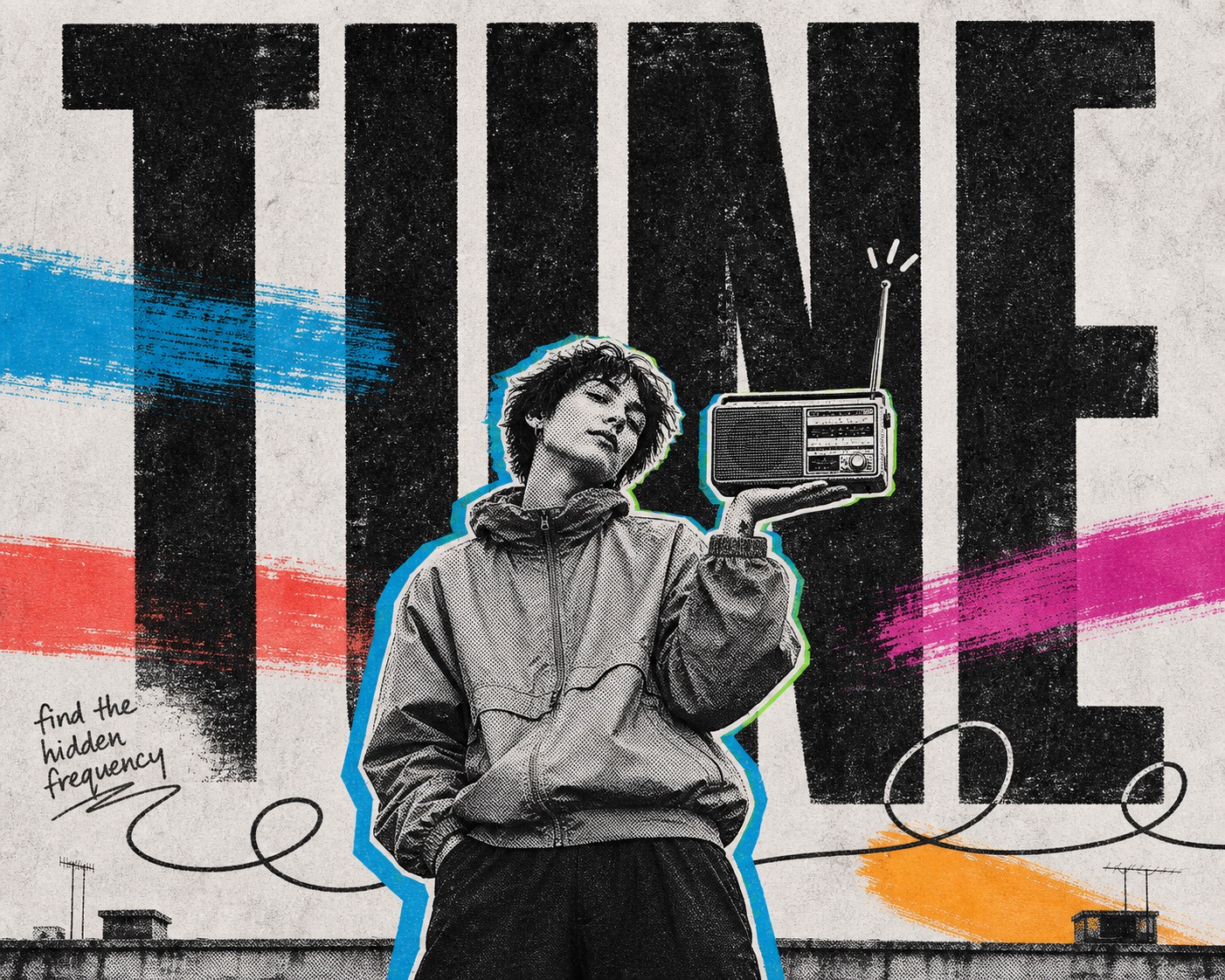 Xerox Neon Editorial Collage — example AI image, 16:9