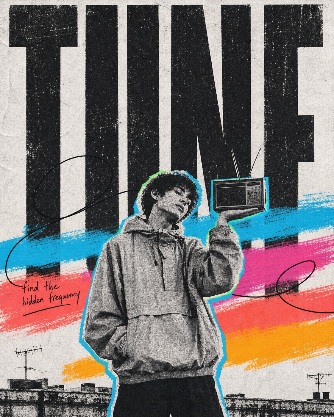 Xerox Neon Editorial Collage — example AI image, 9:16