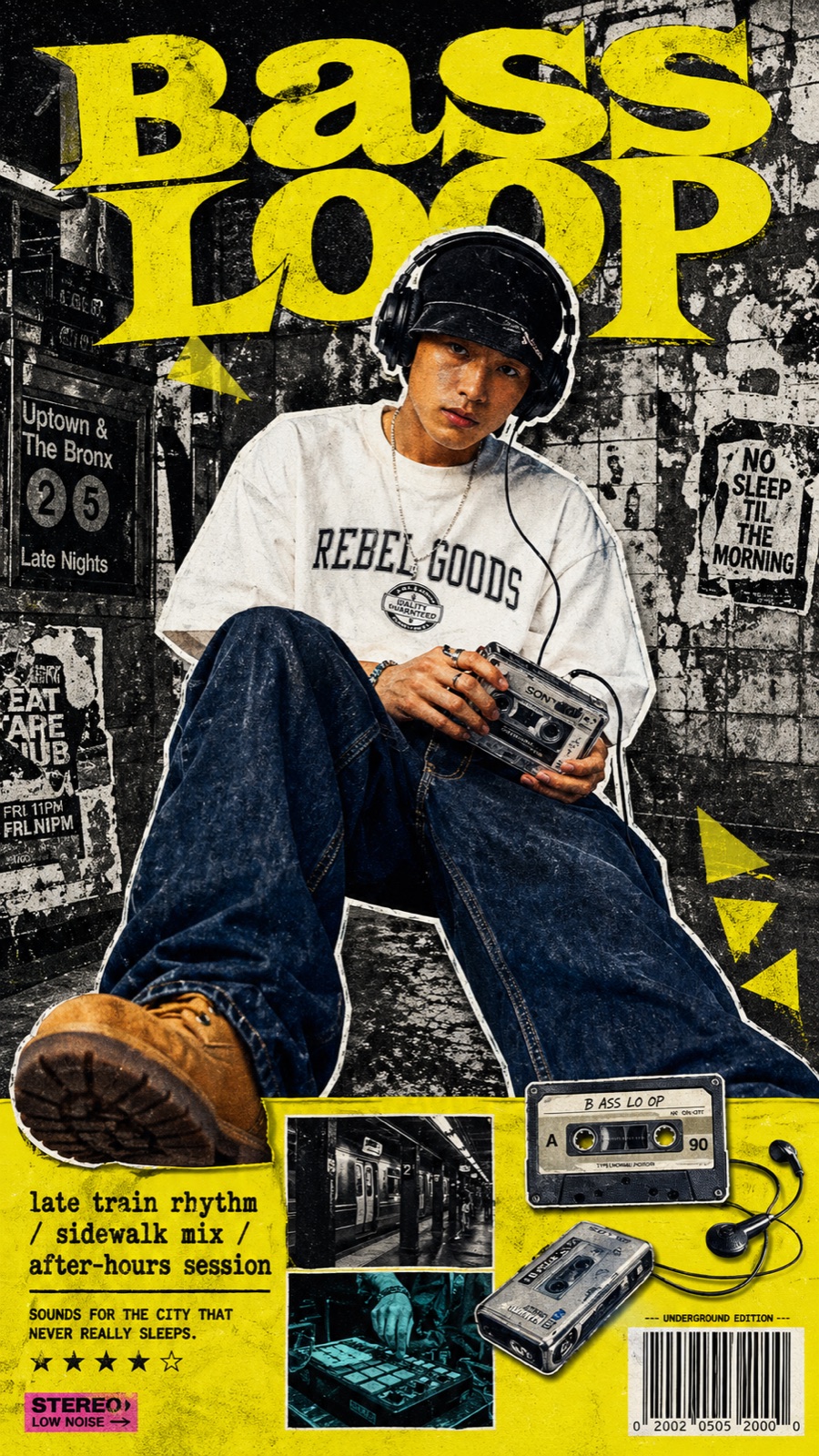 Y2K Grunge Hip-Hop Cutout Poster Style — example AI image, 9:16