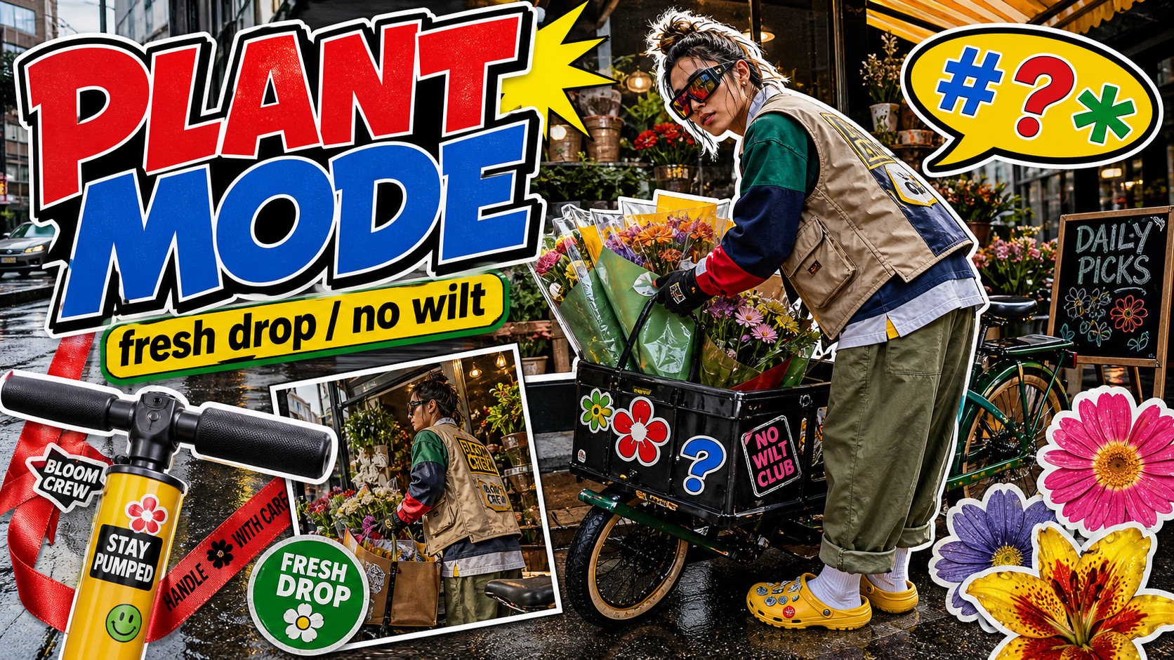 Y2K Streetwear Sticker Collage Style — example AI image, 16:9